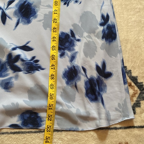 Abercrombie & Fitch NWT Maxi Dress Puff sleeve tie back slip Blue Floral size L - Picture 15 of 16